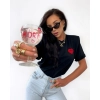 czarny damski t-shirt napis champagne