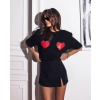 czarny damski t-shirt print serca