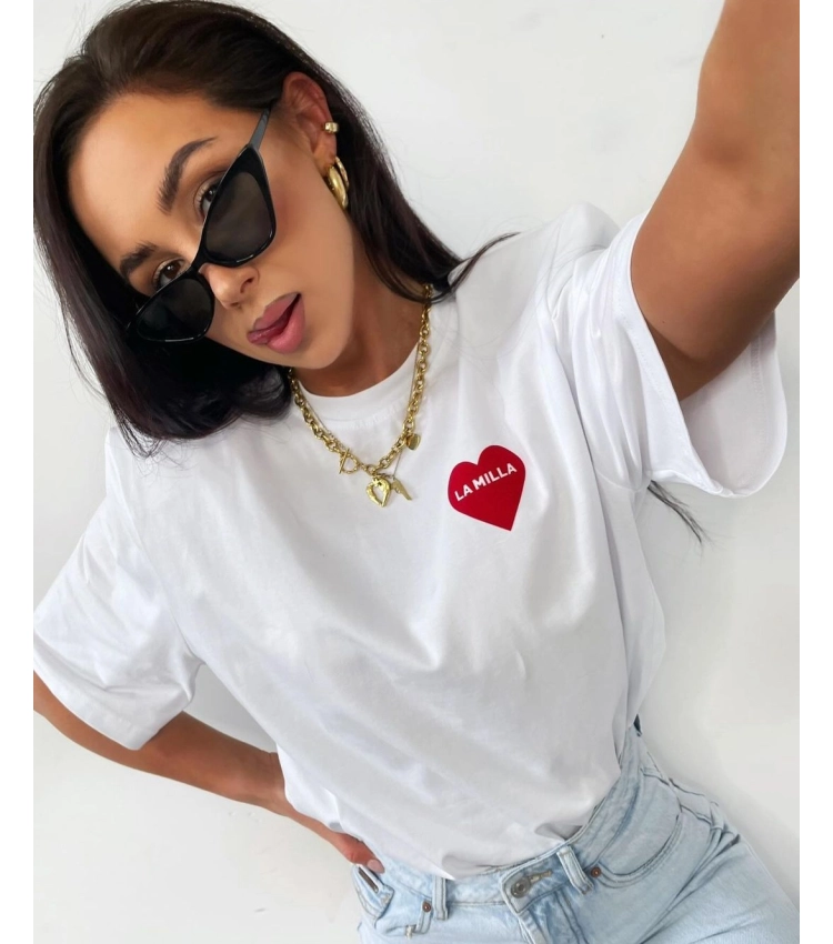 biały damski t-shirt napis champagne