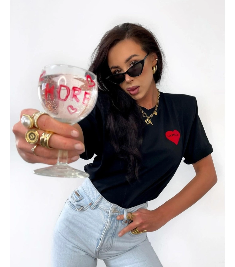 czarny damski t-shirt napis champagne