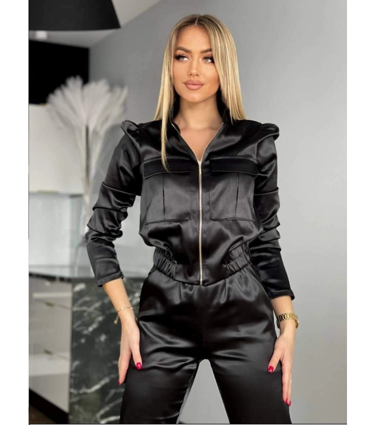 czarny damski komplet spodnie bluza