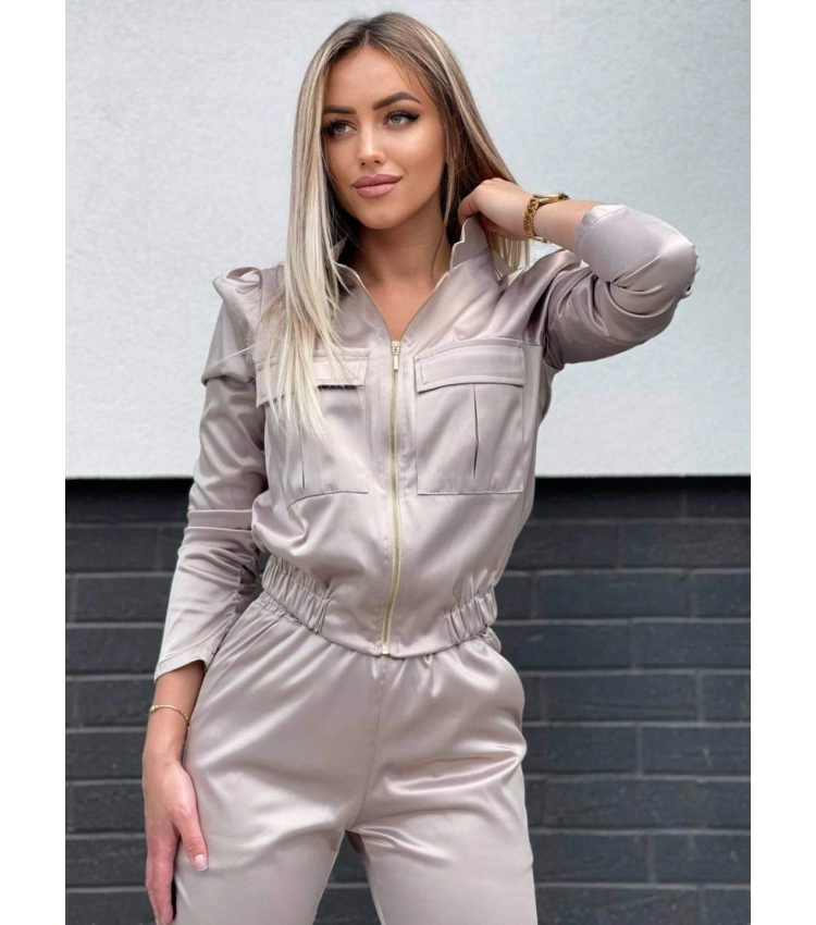 damski komplet spodnie bluza cappucino