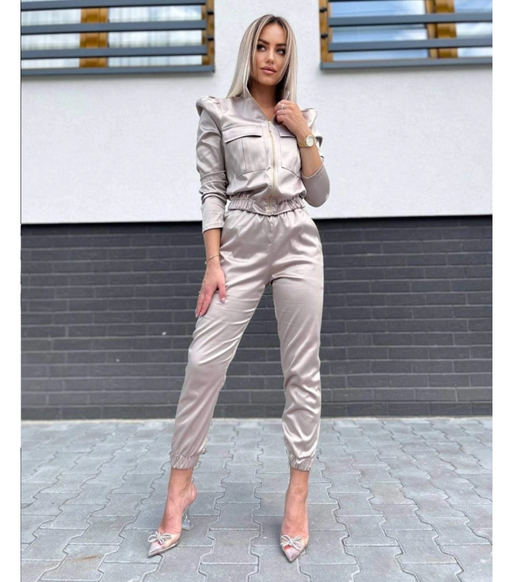 damski komplet spodnie bluza cappucino