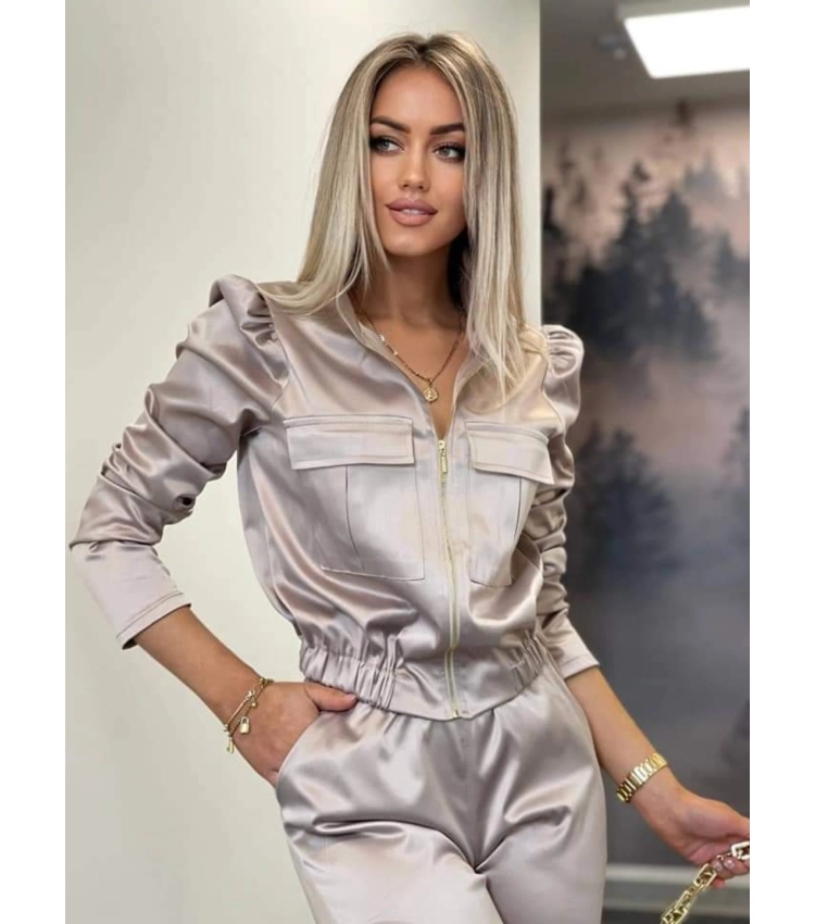 damski komplet spodnie bluza cappucino